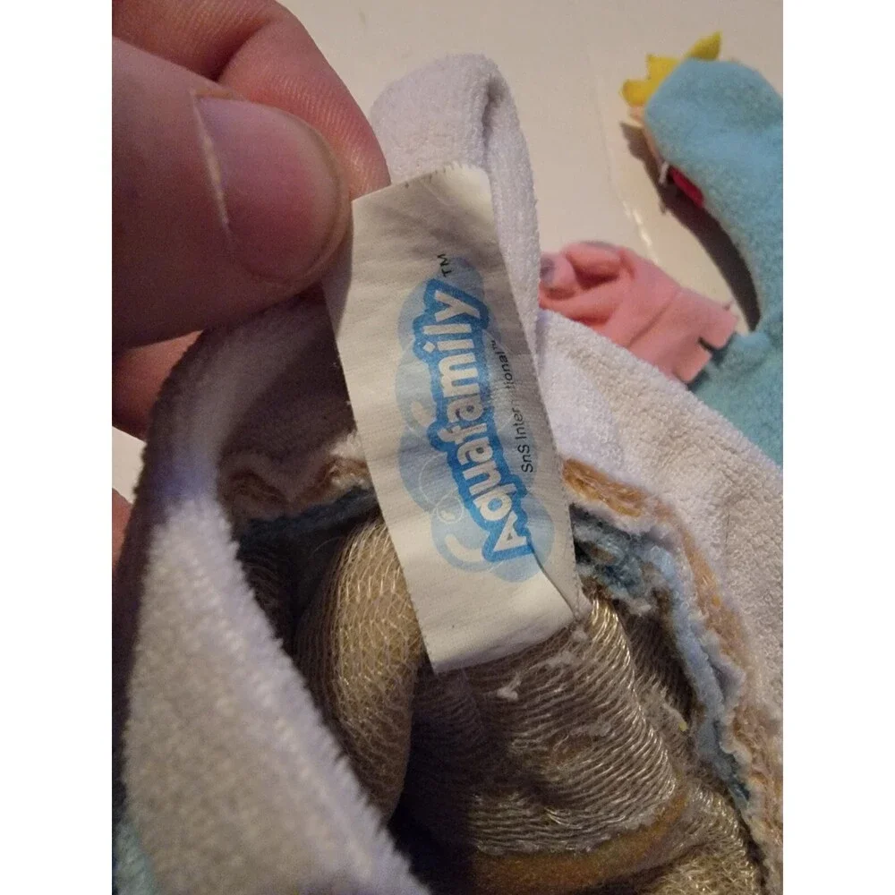 Lot Of 2 Baby Hand Puppets Wash Cloth Characters Bath Aqua Pals